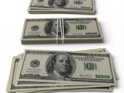 Dollar Bills stack 3D model