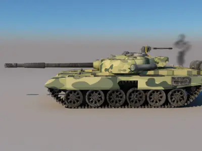 Rigged Army Tank Low-poly 3D model