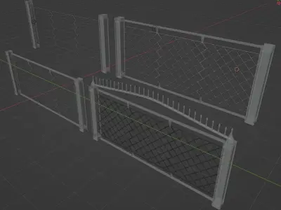 Steel fences with mesh Low-poly 3D model
