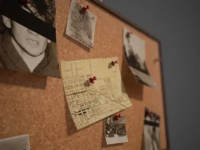 Detective Pinboard Low-poly 3D model