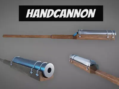 Medieval Firearm HandCannon 3D Model Lowpoly Low-poly 3D model
