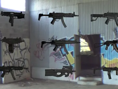 guns rigged  Smg  Pack 3D model