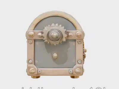 Steampunk Treasure Chest with Intricate Mechanical Gears Low-poly 3D model