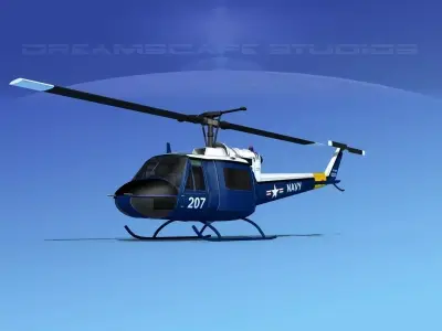 Bell UH-1B Iroquois V11 US Navy 3D model