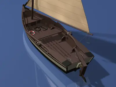 Wooden Sailboat Scale Model 3D model