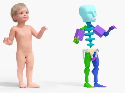 One Year Old Baby Rigged 3D model