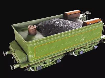 The coal carriage of a 19th century  Low-poly 3D model Low-poly 3D model