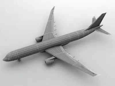  Airbus A330 Airliner - Swiss Air Low-poly 3D model