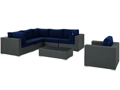 Bull Tripp Wicker Rattan Seating Group Patio Conversation Chair 3D model