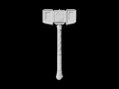 Game-ready stylized war hammer Low-poly 3D model