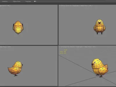 Cartoon chick - little yellow chicken Low-poly 3D model