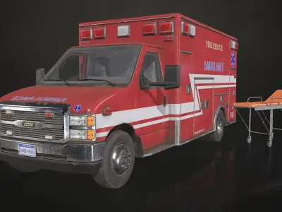 Ambulance Type 3 - V2 Low-poly 3D model
