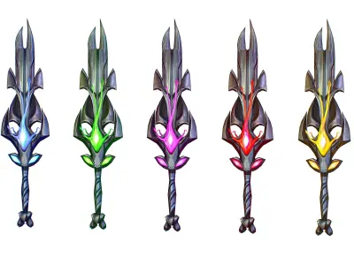 a set of cutting weapons Low-poly 3D model 3
