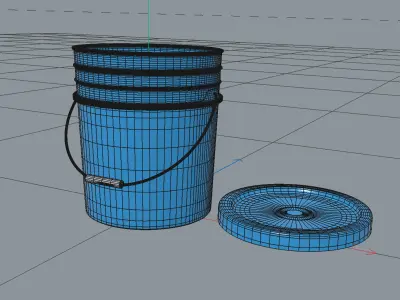 Bucket 3D Model and lid 3D model