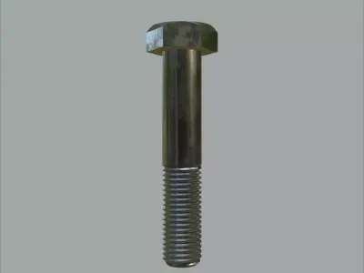 Steel Stained Hex M12 Precision Bolt with 4K PBR Textures 3D model