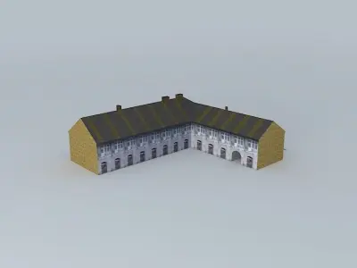 Old Corner Commercial House Low-poly 3D model