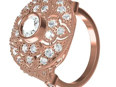 Floral Design Vintage Wedding Ring 3D print model