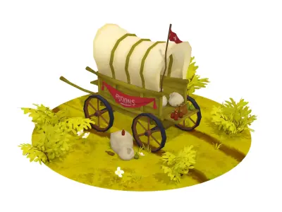 Wagon - Hand Painted Low-poly 3D model
