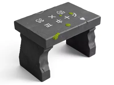 Ancient Engraved Stone Bench Low-poly 3D model