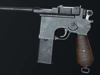 PBR Mauser M712 Schnellfeuer Machine Pistol Low-poly 3D model