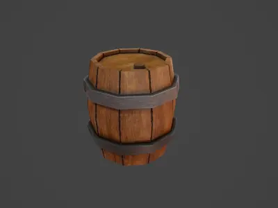 Stylized Barrel Low-poly 3D model purchase