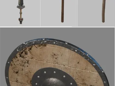 classic Germanic weapons 3D Model Collection