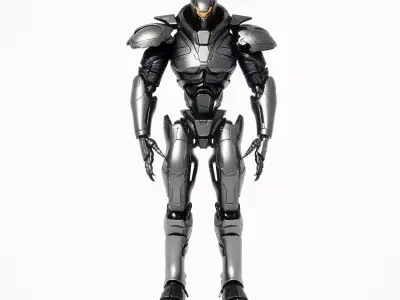 Gunmetal Black Futuristic Combat Mech 3D model