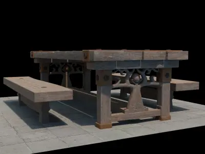 Old Wood Table 3D model