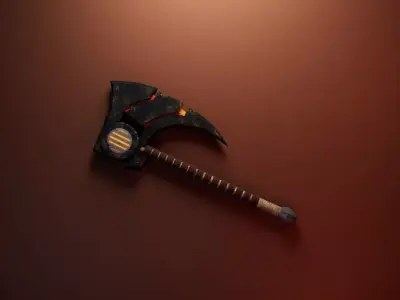Inferno Core War Axe Fantasy Weapon AAA Game Ready Low-poly 3D model