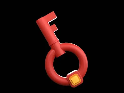 3D Key Game asset Cartoon 3D model