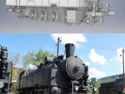 MAV 442 class steam locomotive - TT scale 3D print model