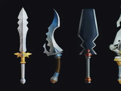 Dagger Edged Weapon Cartoon Medieval Melee Knife Iron Blade Low-poly 3D model