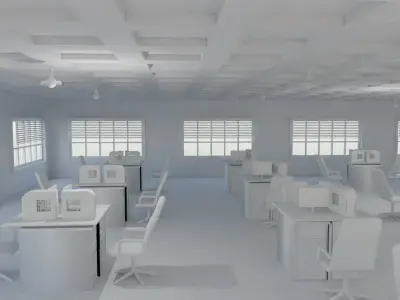 Office Interior - No Material Low-poly 3D model