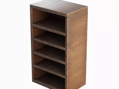 Old Wooden Bookshelf 01  Low-poly 3D model