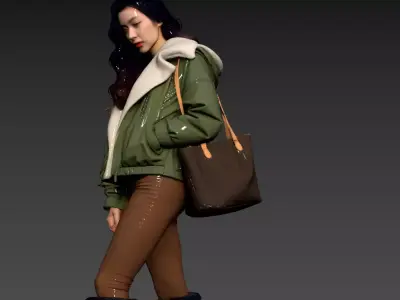 45- Chinese Style Scene - Girl in Military Jacket 3D model