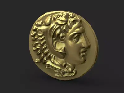 Alexander the great as Heracles pergamon coin 3D print model