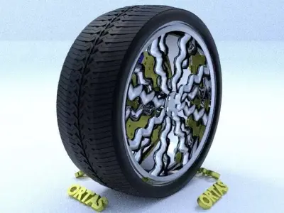 ORTAS CAR RIM 11 GAME READY RIM TIRE AND DISC 3D model