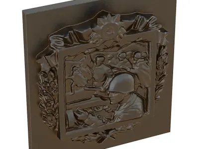 War Bas-relief Soldiers Going to Attack 3D model