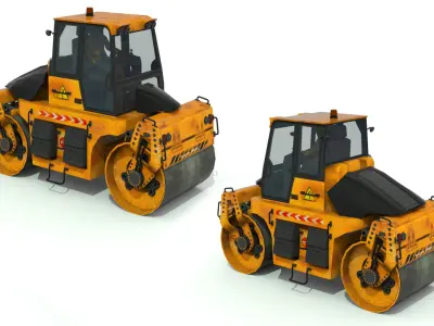 Road roller truck Low-poly 3D model