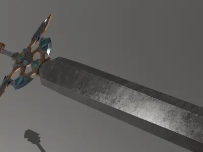 Game Ready Low-poly Angel Sword 3D Model Low-poly 3D model