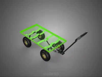 PLATFORM TRUCK MESH BASE FOUR PUNCTURE PROOF WHEELS CART TROLLEY 3D model