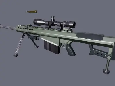 Barrett M107 Low-poly 3D model