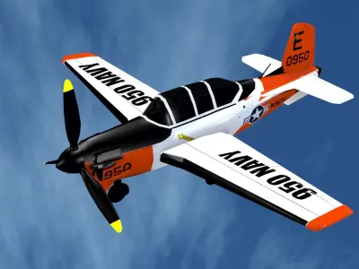 Beechcraft t 34c mentor Low-poly 3D model