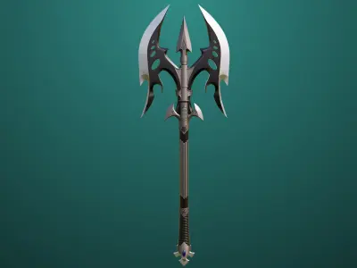 Battle Axe 01 Silver All PBR Unity UE Textures Included Low-poly 3D model