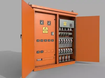 Electric Fuse Box  Yellow Low-poly 3D model