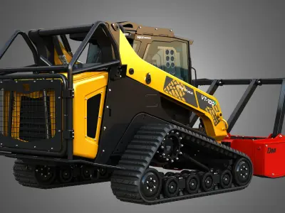 VT-100 Compact Track Loader with Forestry Package - Drum Mulcher 3D model