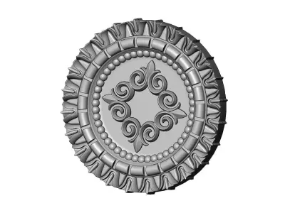 Floral scroll N01 flower pattern medallion rosette relief 3D print model