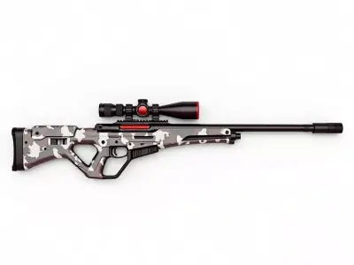 Tactical Camouflage Sniper Rifle 3D Model Military Marksman Low-poly 3D model
