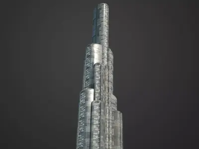 SciFi Building Low-poly 3D model order