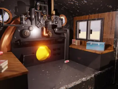 7 cabins steam train  3D model